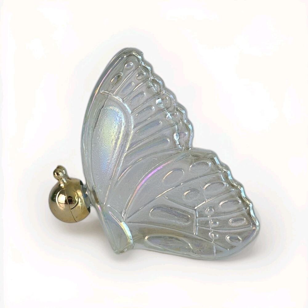 Vintage Avon Butterfly Perfume Bottle Iridescent Glass Unforgettable Empty